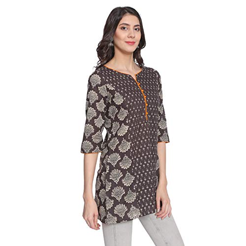 Image of Rapsodia Women's Red & Blue Sanganeri Block Print Short Kurti, Jaipuri Traditional Printed Tunic for Girls and Women