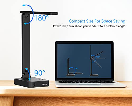 image for LED Desk Lamp, Drevet Desk Light with 1 USB Charging Port and 2 AC Pow
