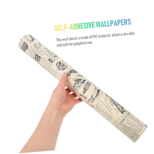 Papier peint auto-adhésif amovible rétro PVC déco murale salon - 5
