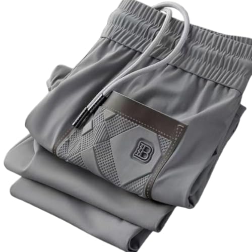 Men’s Summer Ice Silk Joggers Lightweight Quick Dry Drawstring Tapered