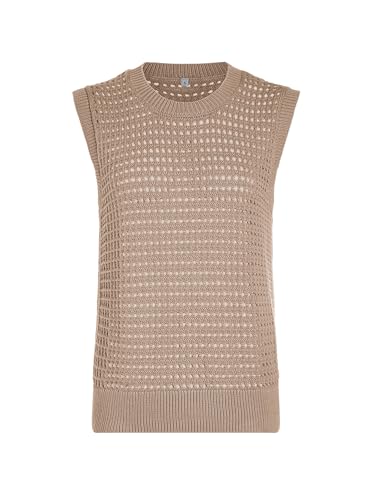 Image of SuperPrity Women's Sweater Vest Sleeveless Crochet Sheer Knit Sweater Tank Casual See Through Crewneck Sweater