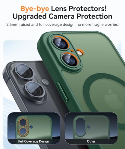 Image of CANSHN Magnetic for iPhone 17 Case, Upgraded [Full Camera Protection] [Compatible with Magsafe] [Translucent Matte] Shockproof Protective Phone Case for iPhone 17 - Deep Green