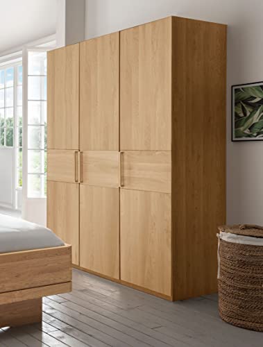 WIEMANN Kiruna Kleiderschrank, Schlafzimmerschrank, Drehtürenschrank, Breite 150 cm, 3-türig, Eiche, Querriegel, B/H/T 150x217x58 cm WIEMANN Kiruna Kleiderschrank, Schlafzimmerschrank, Drehtürenschrank, Breite 150 cm, 3-türig, Eiche, Querriegel, B/H/T 150x217x58 cm