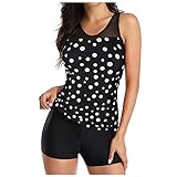 YHIIen Frauen Tankini Zweiteilig Schwimmanzug Blumendruck Gepolstert Zweiteilig Damen Strandmode Bikini Set Oversize Große Größen Strand Bikini Streifen Push up