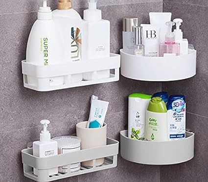 HEXAHOME Wall Shelves Bathroom Plastic Self-Adhesive Corner Stand Without Drilling Multipurpose Wall Holder Bathroom Storage Rack Shower Rack White(2 PCS Corner)(2 PCS Wall Shelf) Total 4 PCS (B0CY5B63RQ) Amazon Price History, Amazon Price Tracker
