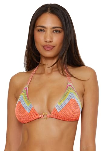 BECCA Women's Summer Sunrise Triangle Bikini Top, Adjustable, Tie Back, Swimwear Separates