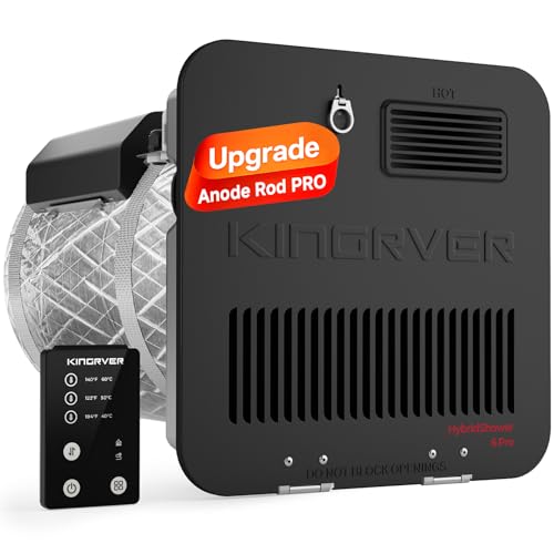 KINGRVER 6 Gallon RV Hybrid Water Heater — Propane & Electric Heating, Use Separately or Together for Fast Hot Water, Porcelain Steel Tank, Built-in Anode Rod, In-RV Controller, DSI Ignition