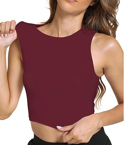 Image of Sports Bras for Women Removable Padded Athletic Yoga Running Crop Tops Sleeveless Gym Workout Tops