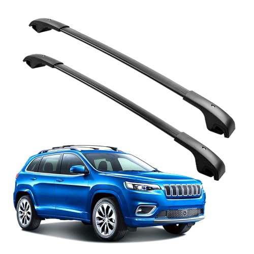 Roof Rack Cross Bars 150lbs Compatible with Jeep Cherokee 2014-2023 Aluminum Crossbars Rails Cargo Rooftop Bike Snowboard Skiboard