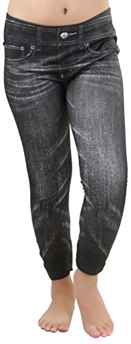 ToBeInStyle Girls' Nylon-Spandex Blend Printed Jean Full Length Leggings