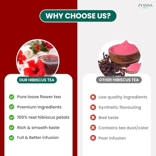 Image of Zyanna Hibiscus Tea - 100 Pyramid Tea Bags | Dried Hibiscus Flower Petals | Caffeine-Free Herbal Tea with Tart & Refreshing Flavor | Brew Hot or Iced | Natural & Traditional Infusion