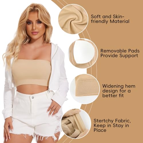 Image of JOYSHAPER Strapless Bras for Women Seamless Padded Bandeau Bra Wireless Tube Top Bralette Comfort Tube Bra