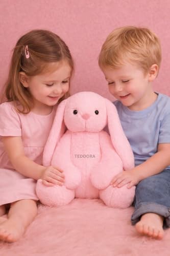 Image of Alice Rabbit Soft Toy for Girls Boys Kids, Pink, Animal Plush Stuffed Baby Teddy Gift Birthday, 35 cm