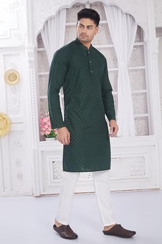 Image of DIVISIVE Men's Thread Embroidered Cotton Only Slim Fit Kurta