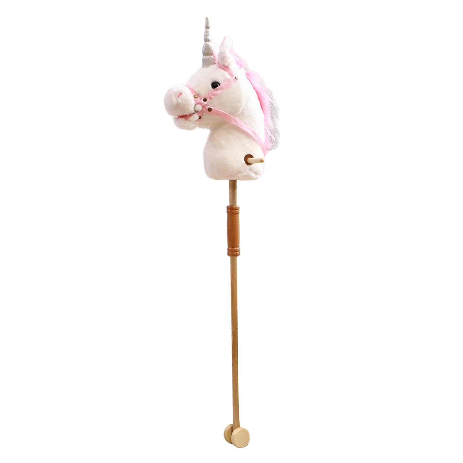 Cheval Bâton Sons Réalistes Jouet à Roues Poignée Bois Peluche Fabriqué à La Main Effets Sonores Réalistes pour Jeu Imaginatif Développement P, Cheval Détachable