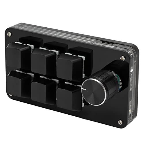 Mini clavier à 6 touches programmables noir avec bouton rotatif pour bureau - 5