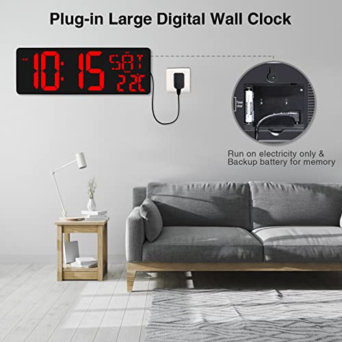 XREXS Large Digital Wall Clock with Remote Control, 17 Inch LED Large Display Count Up & Down Timer, Adjustable Brightness Alarm Clock with Day/Date/Temperature for Home, Gym, Office and Classroom - Cosy Home Interiors XREXS Large Digital Wall Clock with Remote Control, 17 Inch LED Large Display Count Up & Down Timer, Adjustable Brightness Alarm Clock with Day/Date/Temperature for Home, Gym, Office and Classroom - Image 7