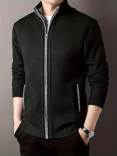 Mens Sweater Cardigan Full Zip Knitted Long Sleeve Sweaters Men Workout Outfits4