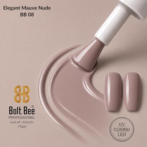 Image of Bolt Bee Elegant maunve Nude Color Gel Nail Polish Soak Off UV Gel DIY at Home 15ML Manicure Salon Nail Art