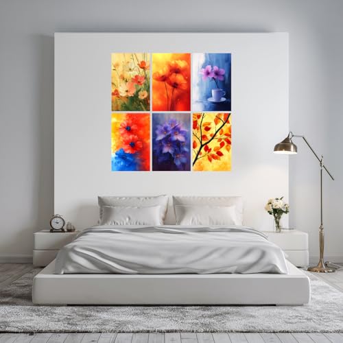 Image of SiddArtify Floral Watercolor Wall Art Prints Set - Botanical Flower Poster Decor for Living Room Bedroom - 12x18 inch Board Pack of 6