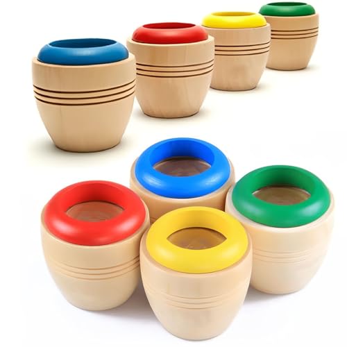 OFKPO 4 Stück Kinder Kaleidoskop aus Holz,Mini Kaleidoskop Spielzeug Puzzle Spielzeug
