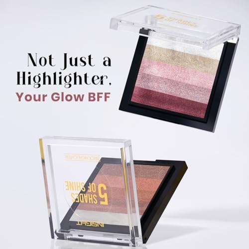 Image of INSIGHT 5 Shades of Shine Brick Highlighter - Dubai Bling |Smooth, Blendable Texture & Radiant Finish | Travel-Friendly Makeup Palette| 12 g