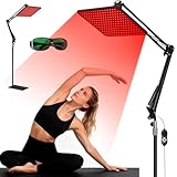 Rotlichtlampe für Ganzkörper & Gesicht Infrarotlampe mit 200 LED Tri-Wellenlänge 660nm, 850nm, 940nm Großes Wärmelampe-Panel mit Verstellbarem Ständer & Schutzbrille ideales Well