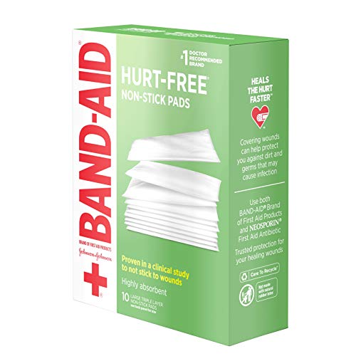 image for Band-Aid Brand Adhesive Bandages, Large Hurt-Free Non-Stick Pads, 3-In