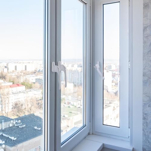 JIZZU Fenstergriff Abschließbar Aluminium, 2 Stück Fensterschloss Aluminium, Länge des Schafts 40mm, Universal Fenstergriffe mit Schlüssel, Sicherheitsfenstergriff Kindersicherung, Weiß
