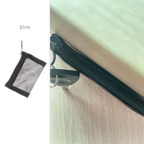 Image of Patu Mini Zipper Mesh Bags, 3 inch x 4 inch, Size XS / A8, 5 Pieces, Keychain Pouch Key Holder, Coin Purse, Clear Travel Kit Small Item Cosmetic Organizer, Black