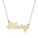 Ursteel Mary Necklace, Custom Name Necklace Personalized 14K Gold Plated Mary Name Plate Necklace...