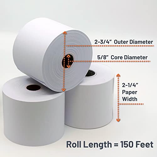 Victor 7050 3-PACK Compact White Paper Rolls For Handheld And Portable Printing Calculators/Adding Machines/Ink Print Cash Registers 2.25 Inch W X 150' Ft thumb #4
