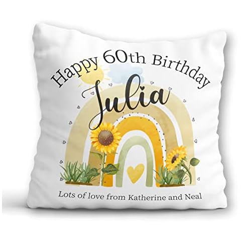 Personalised 60th Birthday Sunflower Cushion Cover