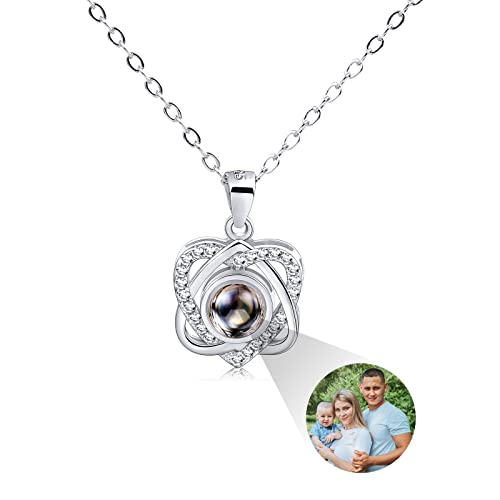 INBLUE Colgante con Imagen de Proyección Personalizada Collar de Plata de Ley 925 Colgante En Forma de Corazón Cumpleaños para Ella/Mujer/Novia/Joyería para Mamá Cover