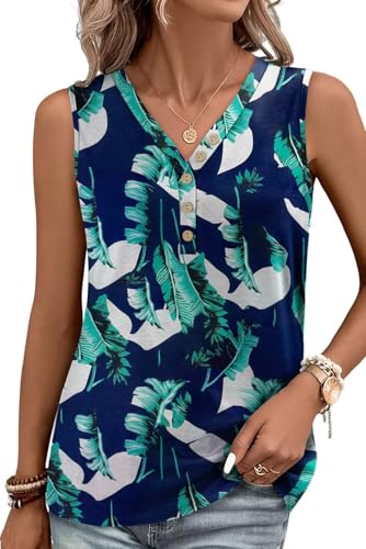 KISSMODA Womens Boho Tops for Summer Sleeveless Tanks Loose Fit Casual Blouse Daily Shirts for Leggings (S-3XL)