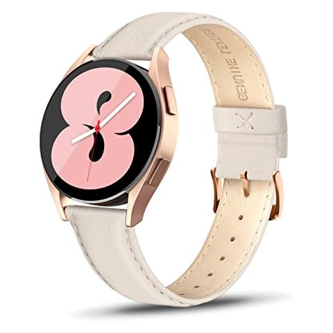 Tuocal 20mm Leather Strap Compatible for Samsung Galaxy Watch 5 Strap 40mm / Galaxy Watch 5 Pro Strap 45mm / Galaxy Watch 4 Band, Genuine Leather Replacement Bands for Galaxy Watch 4 Classic Women Men Cover