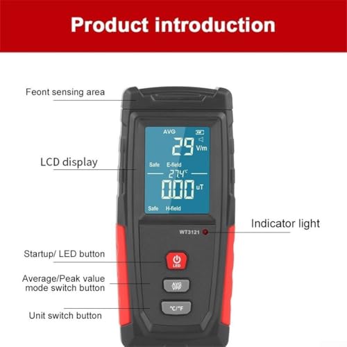 Detector Recargable EMF con Pantalla LCD y Alarma miniatura 6