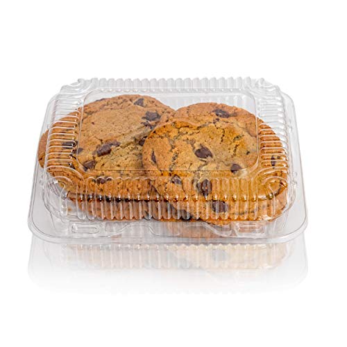 Clear Plastic Hinged Food containers - Sturdy Disposable Bakery Lid Cookie Container Boxes - 7x 6x2 (40)