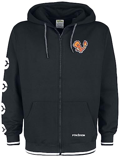 Pokémon Charmander Hombre Capucha con Cremallera Negro L 60% algodón, 40% poliéster Regular