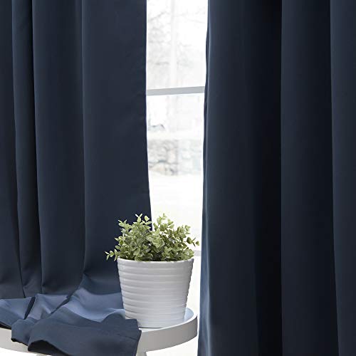 Best Home Fashion Thermal Insulated Blackout Curtains - Antique Bronze Grommet Top - Navy - 52" W X 84" L - (Set Of 2 Panels) #TOP2