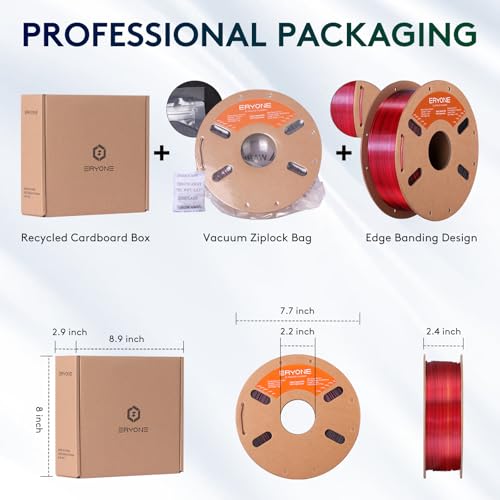 Image of ERYONE Silk Filament PLA+ 1.75mm Shiny 3D Printer Filament, Multicolor PLA 3 in 1, 1kg (2.2LBS) /Spool, HS Silk Tri Color Red Gold Black