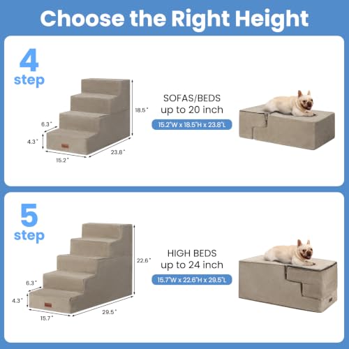 Image of Aodisman Dog Steps for Bed & Couch,18.5 inch H 4-Step Pet Stairs for Small Dogs