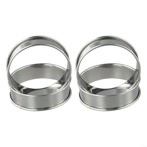 Eawfgtuw Para 4 moldes de acero inoxidable para magdalenas inglesas, moldes dobles para tartas y galletas, 8,5 cm de diámetro exterior, apto para lavavajillas para el hogar, hotel y restaurante