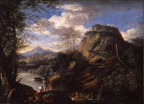Cuadro en lienzo para decoración de paredes con paisaje clásico de Salvator Rosa 60x90