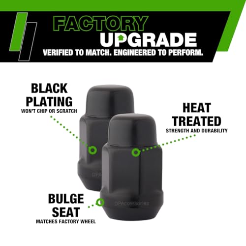 Image of DPAccessories Lug Nuts Compatible with 1999-2004 Jeep Grand Cherokee | Black OEM Style | Factory Aluminum Wheels Only | Set of 20 Wheel Nuts | DGCH02F-BK /1