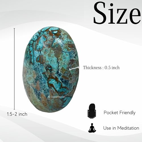 Image of Crystal Heaven Chrysocolla Palm Pebbles Stones For Anxiety Stress Relief Massage-Aaa Grade Original Healing Gemstone Agate Palm Stone For Yoga Meditation Spiritual Reiki Feng Shui