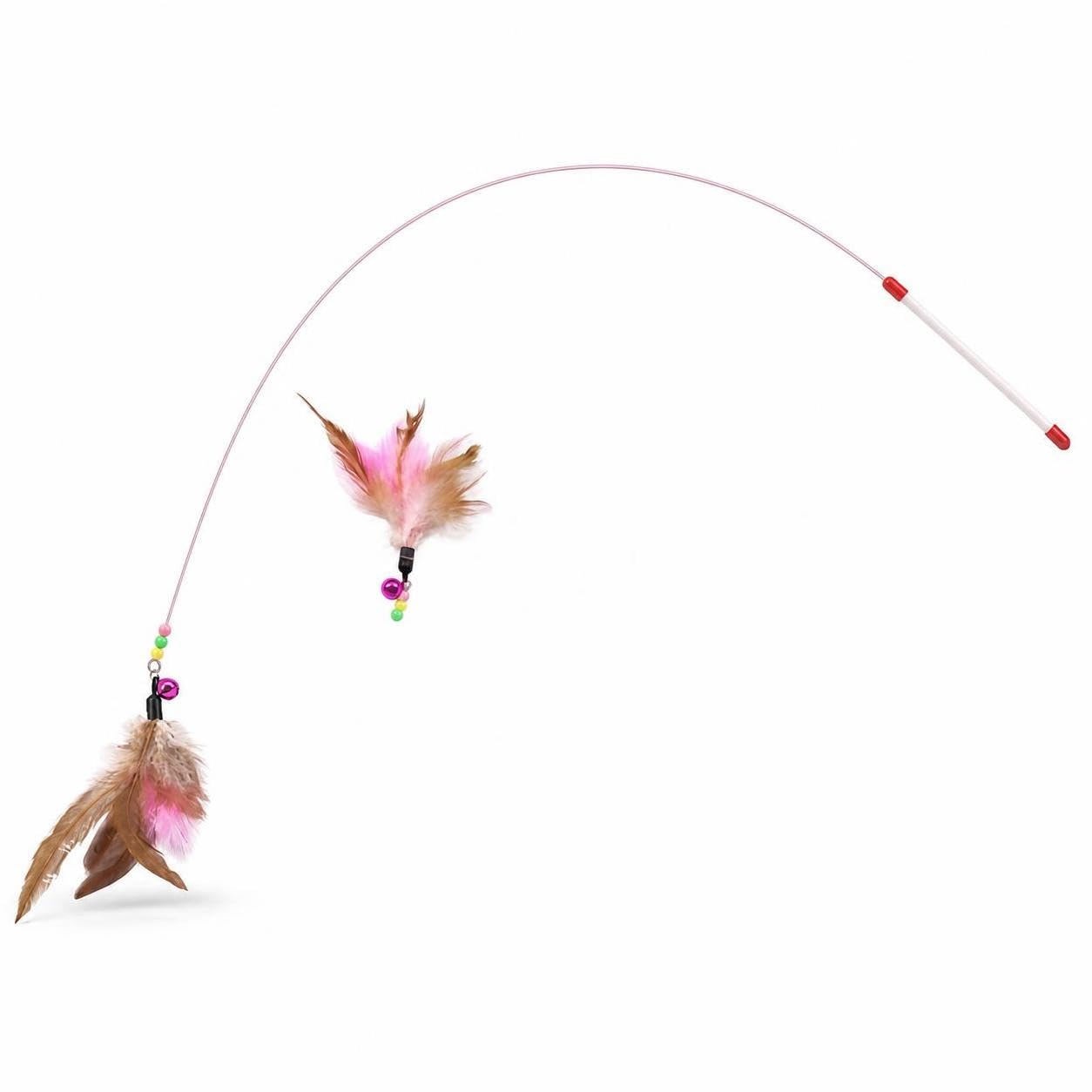 Jouet Interactif pour Chat et Chaton, Canne à Pêche avec Tête Remplaçable, Résistant aux Morsures, pour Jeu et Exercice, 1 pièce