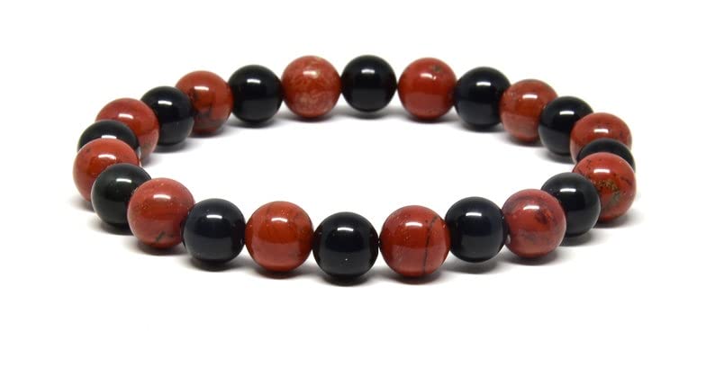 Manque d'énergie ? Bracelet jaspe rouge et onyx noir 8mm pour retrouver la paix