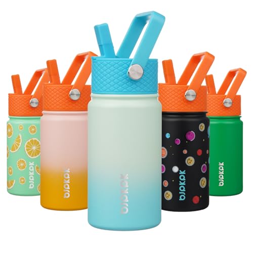Image of BJPKPK Insulated Water Bottle, 15oz Stainless Steel with Straw Lid