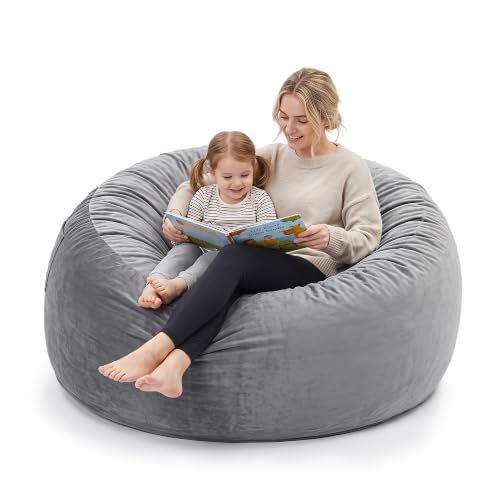 Image of 4 Ft. Bean Bag Chair for Adults, Teens, Kids with Memory Foam Filling